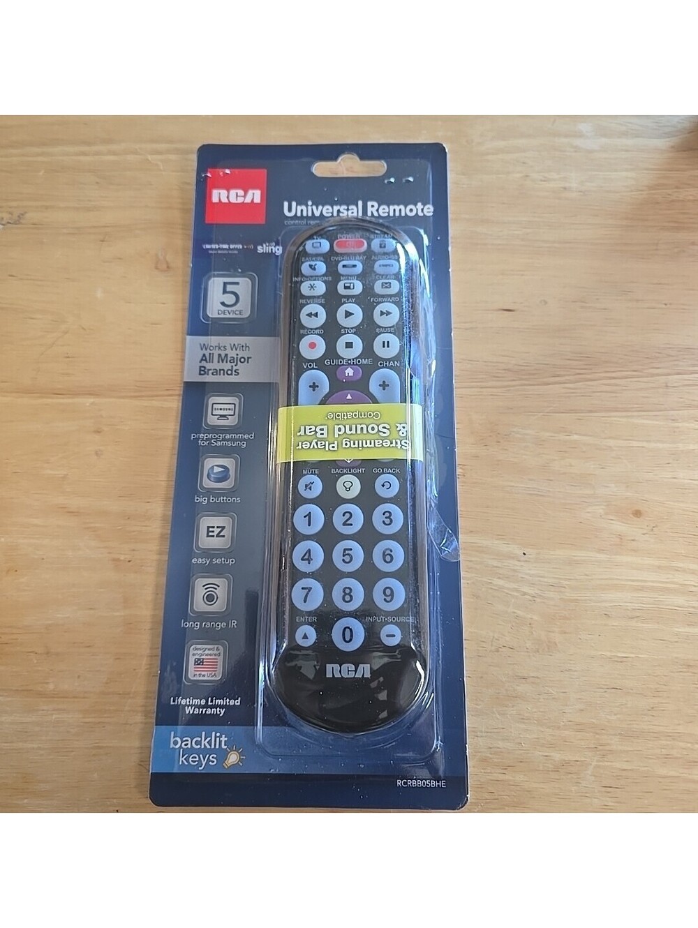 RCA RCRBB05BHE Big Button Universal Remote 5 Device Platinum Pro